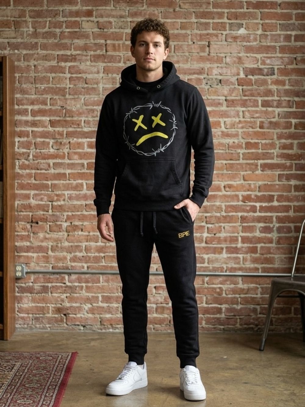 True Religion x Elanip Apparel Black Fleece Hoodie & Joggers Set Medium Streetwe
